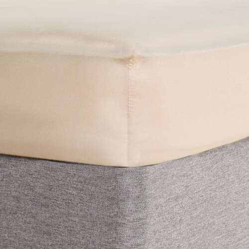 (Natural, Single) OHS Plain Dyed Fitted Bed Sheets Non-Iron Single Double King Superking
