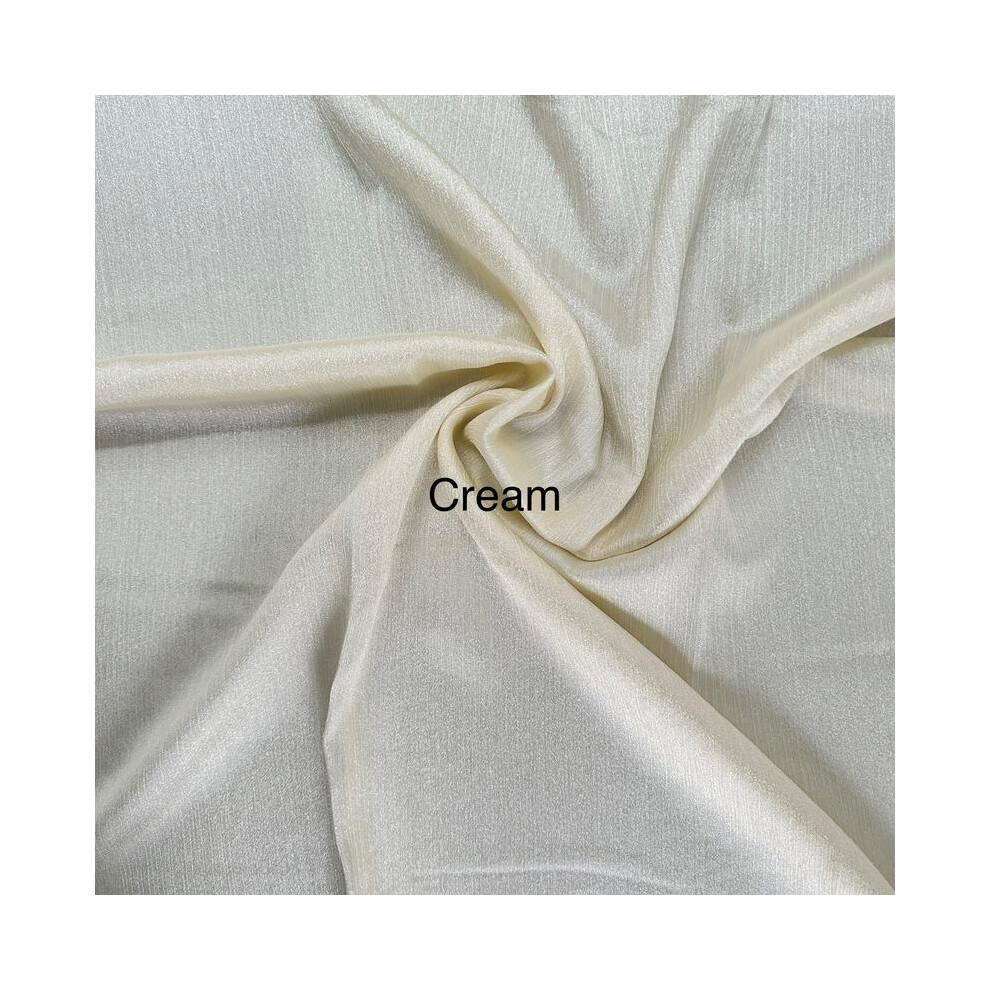 (Cream 137#) Shimmer Pleated Sania Hijab - 100% Recycled Viscose, 71 Inches Length, Lightweight-image-OPC-PKGNSSS-NEW