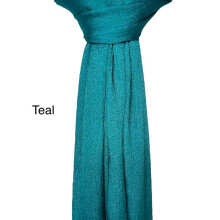 (Teal) Shimmer Pleated Sania Hijab - 100% Recycled Viscose, 71 Inches Length, Lightweight