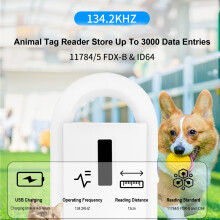 Universal Microchip Scanner for Pets w/ Backlit Screen Stores 3000 Data