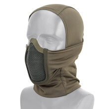Balaclava Mesh Airsoft Paintball Full Face Protection Ninja Style Hood Foldable Steel Metal Design 27x32 Cm Green