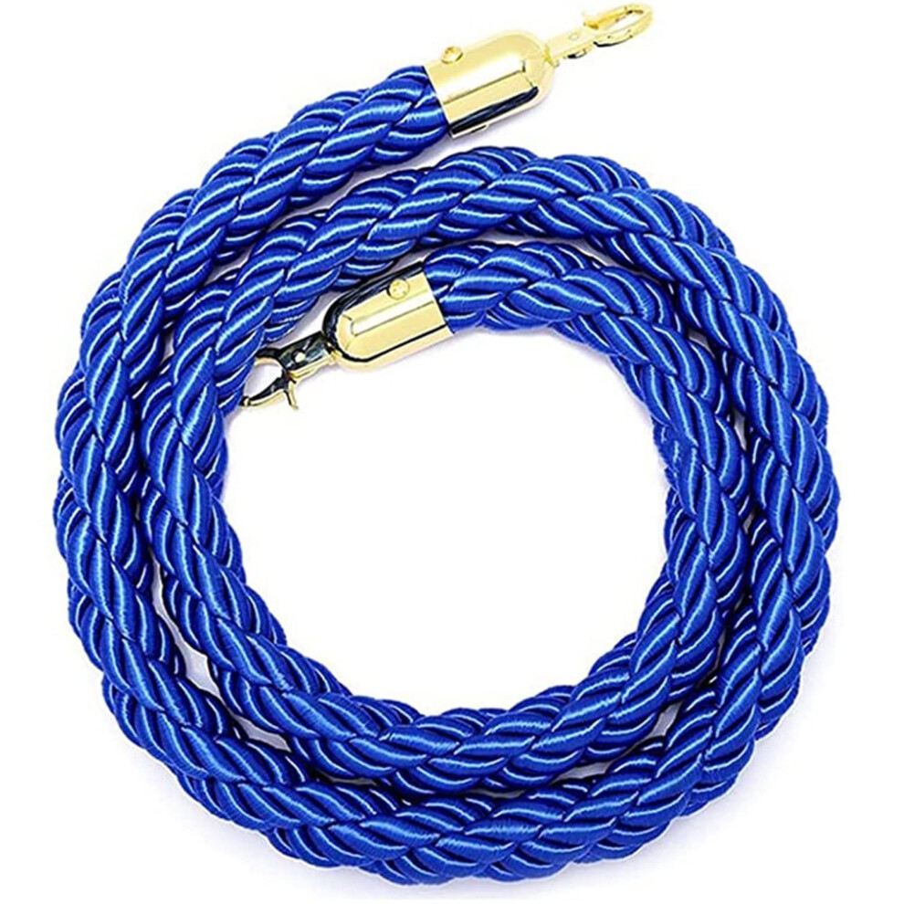Rope Barrier Blue Braided Hemp Rope Stanchion For Queue Divider, 3Ft/90Cm, 4Ft, 5Ft, 8Ft, Crowd Control 9084446910902