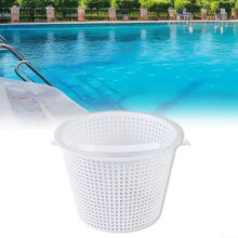 8" Weighted Pool Skimmer Basket Replacement SP1070 Model Heavy-Duty Plastic With Weight Block 20x20x15cm White 2-Piece