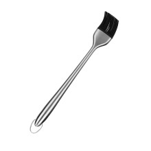 Stainless Steel Handle Basting Brush Silicone Head Oil Brush BBQ Grill Cooking Hollow Design Hook Straight Handle 30cm