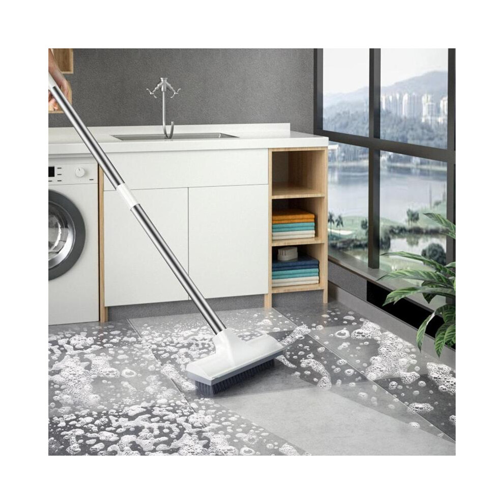 (Cloud White, one-size) 2 In 1 Floor Scrub Brush With Handle, 1 Piece Multifunctional Stiff Bristle Floor Cleaning Brush, Household Cleaning Tool-image-OPC-PKGP6PT-NEW