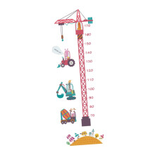 Tower Crane Wall Stickers 2-Pack Cartoon Height Measuring PVC Art Decals For Boys And Girls