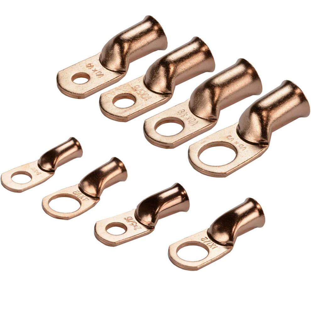Bare Copper Ring Lugs Awg Compatible 5Pcs Heavy Duty Battery Crimp Terminals Kit 25Mm2 M8 9084446912487
