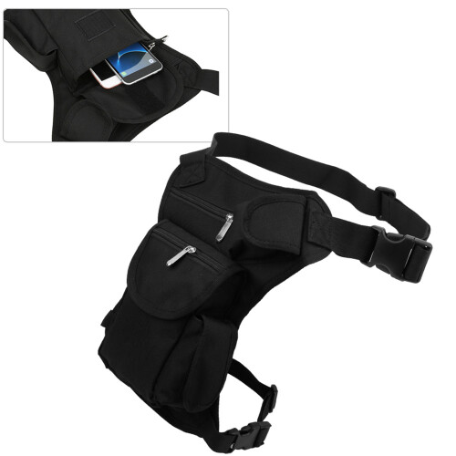 Multi-Function Outdoor Nylon Leg Bag Waist Pack 32x24x6cm Black 2