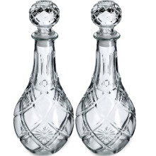 KADAX 2x Whisky-Alkohol-Dekanter aus Kristallglas, 0,8 l, Glasflasche mit Korken