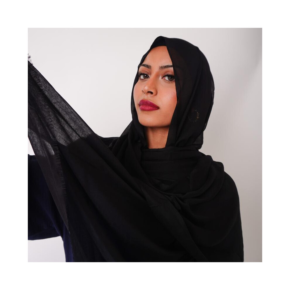 (Black (180CM by 80CM)) PLAIN Cotton Modal hijabs Soft and Breathable-image-OPC-PKGP9CH-NEW