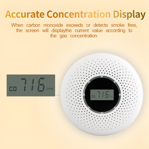 Smoke & CO Detector Combo 2 Pack, LCD Display, Battery Powered 1