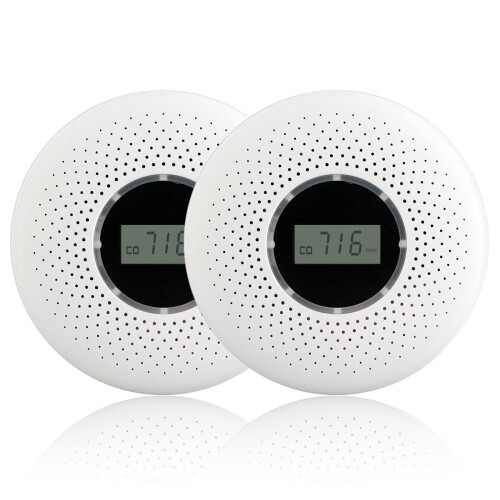 Smoke & CO Detector Combo 2 Pack, LCD Display, Battery Powered 2