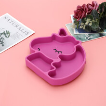 Tiefes Rosa-Roten Silikon-Kindergeschirr mit abgetrennter Mahlzeitenschale, 17,5 x 17 x 2,5 cm