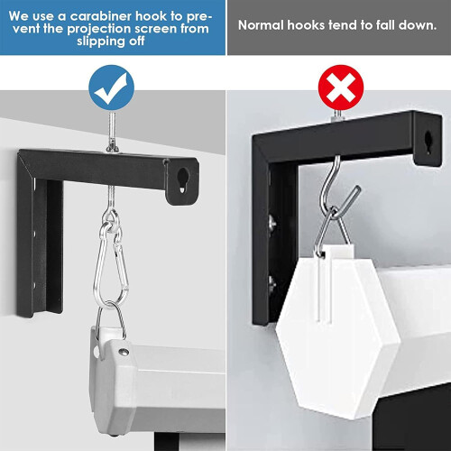 Projector Wall Mount - Adjustable Ceiling And Wall Bracket, Projector Screen Hanging Brackets, 80lbs Capacity 2