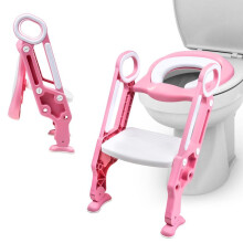 (Default) Crystals Toddler Toilet Ladder Seat - Adjustable Potty-Training Seat, Soft Cushion Seat and Anti-Slip Steps Design - Easy to Install