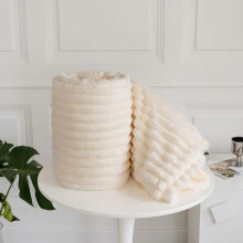 (Ivory, 150x200 cm) Luxury Chunky Cord Ribbed Throw, Mink Throw, Mink Blanket Over Sofa Bed Super Soft Large Fluffy Blankets Roll-Packed -Available in Multiple