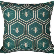 (Bees, 43 x 43 cm) Outdoor Waterproof Garden Cushions – Square Decorative Scatter Pads for Bench, Seat or Patio