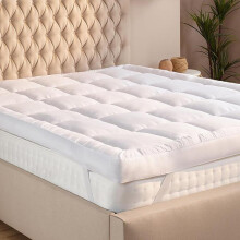 (King) 10cm Deep Microfiber Mattress Luxury Hotel Box Stitched Mattress Topper with Elastic Corner Straps - Hypoallergenic & Breathable