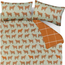 (HIGHLAND COW, Double) Extra Soft Reversible Patterns Single Double King Bed Duvet Quilt Cover and Pillowcase Bedding Set Flat Weave Christmas Village Design