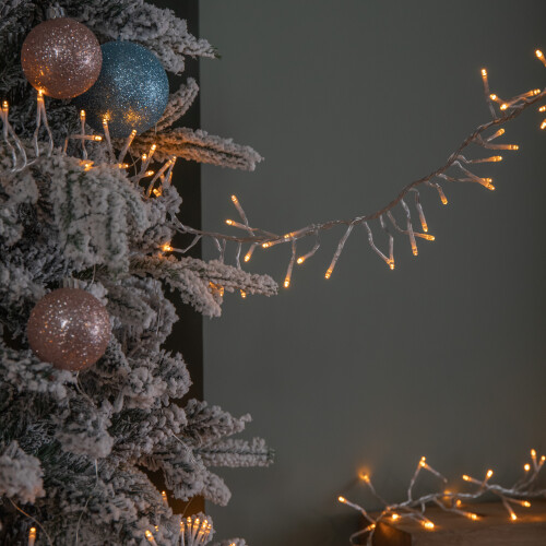 Premier 9.3m 720 LED Christmas Cluster String Lights with Timer in Vintage Gold on Clear Cable 1