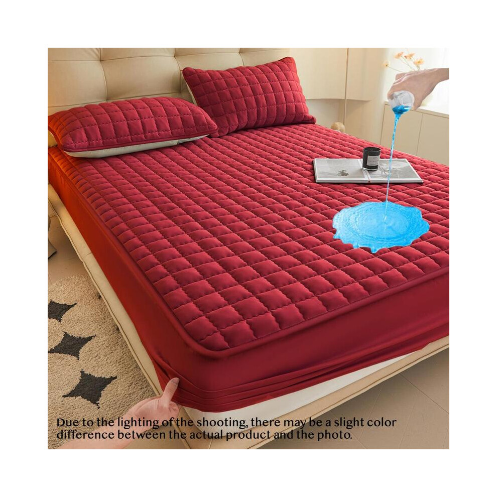 (Burgundy, 90*200cm/35.4*78.7in) Waterproof Mattress Pad, 2/3 Counts/set Soft Comfortable Breathable Mattress Protector, Mattress Topper for Bedroom,-image-OPC-PKGPBXG-NEW