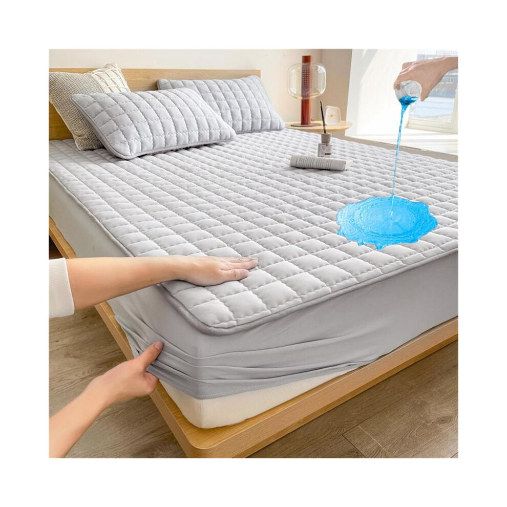 (pebble lime, UK-Super King(180*200cm/70.9*78.7in)) Waterproof Mattress Pad, 2/3 Counts/set Soft Comfortable Breathable Mattress Protector, Mattress T-image-OPC-PKGPC22-NEW