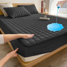 (Black, US-Twin XL(99*203cm/39.4*79.9in)) Waterproof Mattress Pad, 2/3 Counts/set Soft Comfortable Breathable Mattress Protector, Mattress Topper for Bedroom, Guest Room, Apartment,