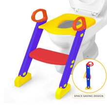 (RED & BLUE) Crystals | Children's Toilet Ladder | Seat Adjustable | Height Step-Stool | Easy to Install | Cushioned Toilet Seat | Bathroom Aid | Toddler