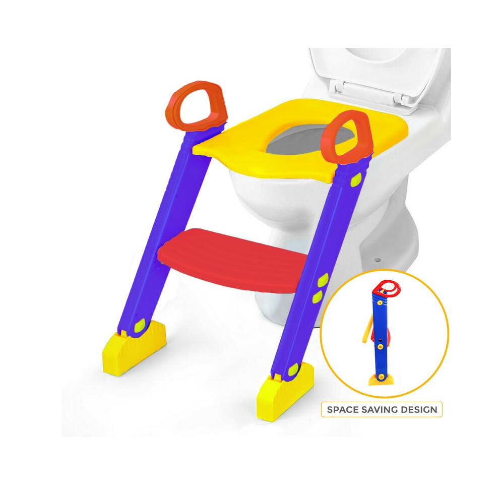 (Red & Blue) Crystals | Children's Toilet Ladder | Seat Adjustable | Height Step-Stool | Easy To Install | Cushioned Toilet Seat | Bathroom Aid | Todd 5031832435857
