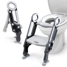 (GREY) Crystals | Children's Toilet Ladder | Seat Adjustable | Height Step-Stool | Easy to Install | Cushioned Toilet Seat | Bathroom Aid | Toddler