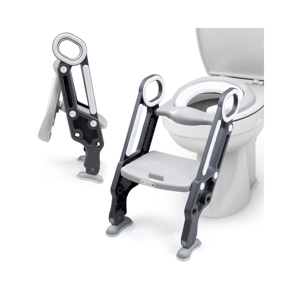 (Grey) Crystals | Children's Toilet Ladder | Seat Adjustable | Height Step-Stool | Easy To Install | Cushioned Toilet Seat | Bathroom Aid | Toddler 5031832435833