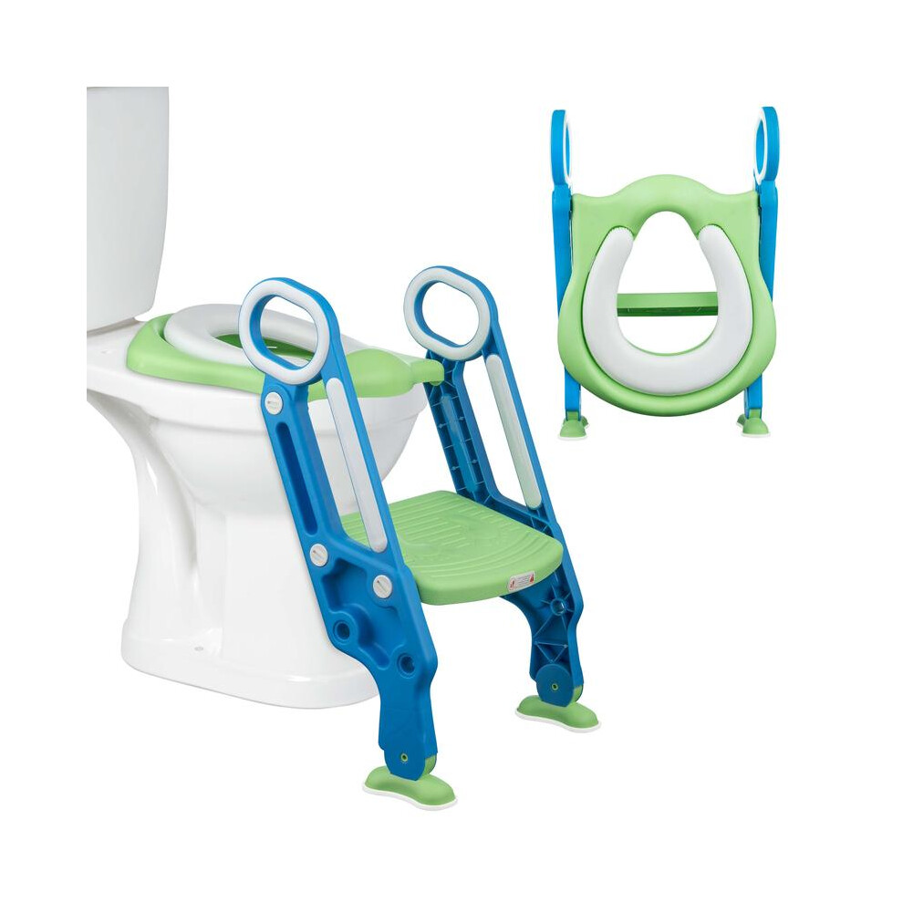 (Green) Crystals | Children's Toilet Ladder | Seat Adjustable | Height Step-Stool | Easy To Install | Cushioned Toilet Seat | Bathroom Aid | Toddler 5031832435826