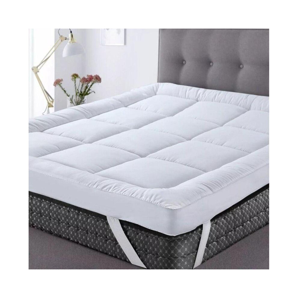 (DOUBLE (137 x 190Cm)) 10CM Deep MATTRESS TOPPER Heavy Box Stitched Thick Hotel Quality Microfiber UK - Mattress Topper fluffy single-image-OPC-PKGPD96-NEW