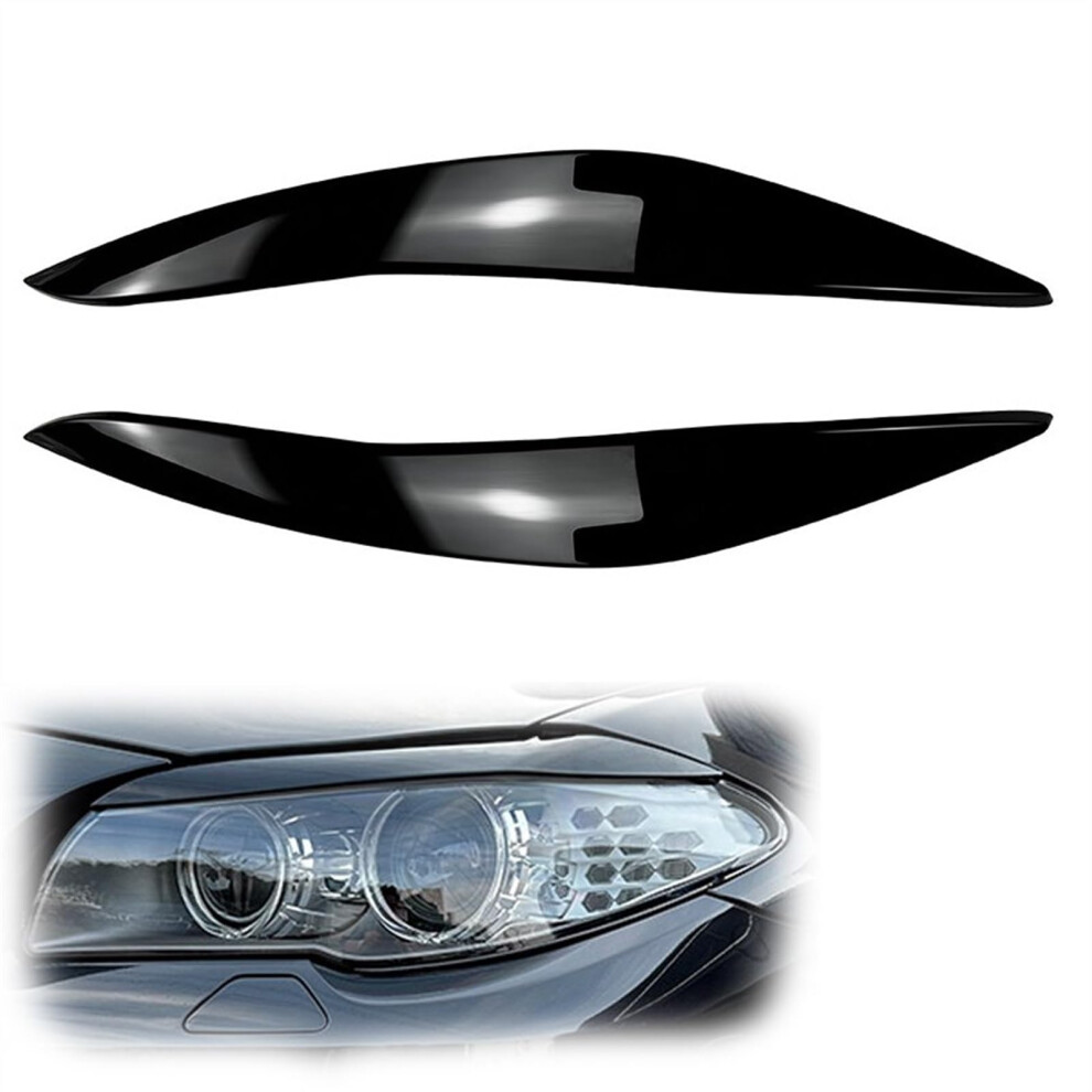 Car Eyelids Stickers For Bmw 5 Series F10 F11 Pre-Lci 2011-2014 Glossy Front Headlight Trim Black 6447073688249