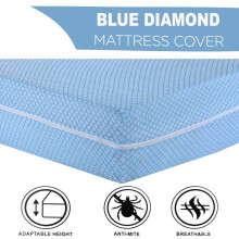 (Blue, Double) Zipped Mattress Protector Encasement Anti Bed Bug Mattress Cover Double King Size Breathable Washable