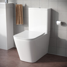Square Rimless Close Coupled Toilet, Cistern And Soft Close Toilet Seat