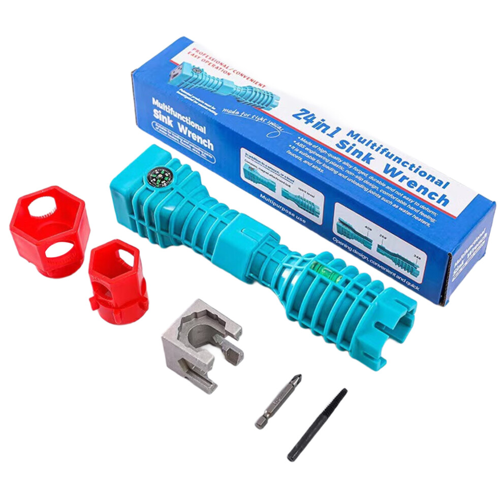 Portable 24 In 1 Basin Wrench Faucet Wrench Tool for-Blue Red-image-OPC-PKGPDRV-NEW
