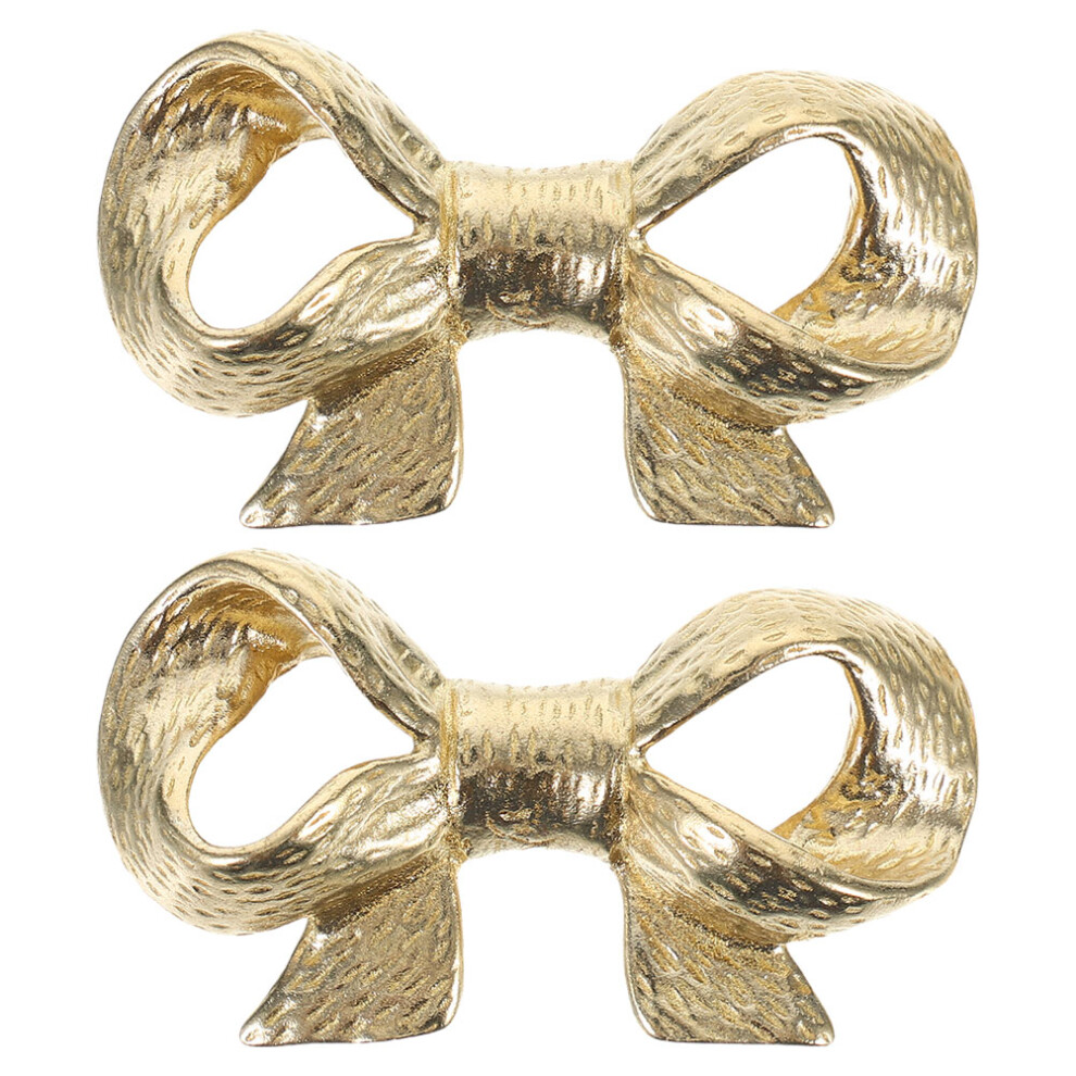 2Pcs Brass Bowknot Cabinet Pulls Vintage Knobs For Home Office Drawers 3203199462797