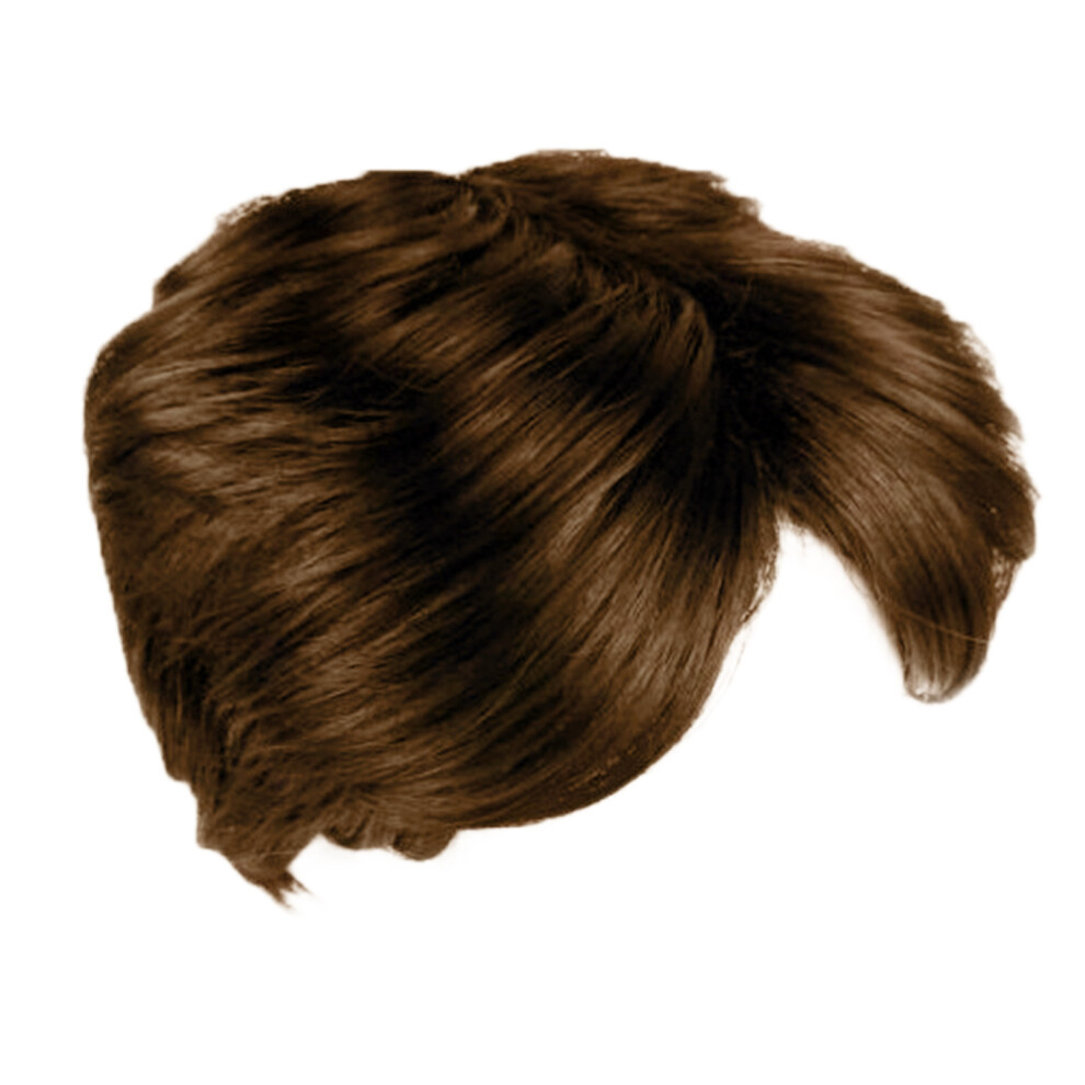Unisex Brown Short Middle Parted Wigs Synthetic Hairpiece Quick-Light