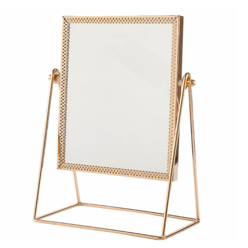 square desktop makeup mirror with flower lace design random color