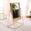 square desktop makeup mirror with flower lace design random color 8