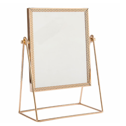 square desktop makeup mirror with flower lace design random color 1