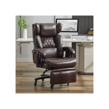 Ergonomischer Bürostuhl, Chefsessel mit Massage- und Heizfunktion, verstellbare Rückenlehne (braun)