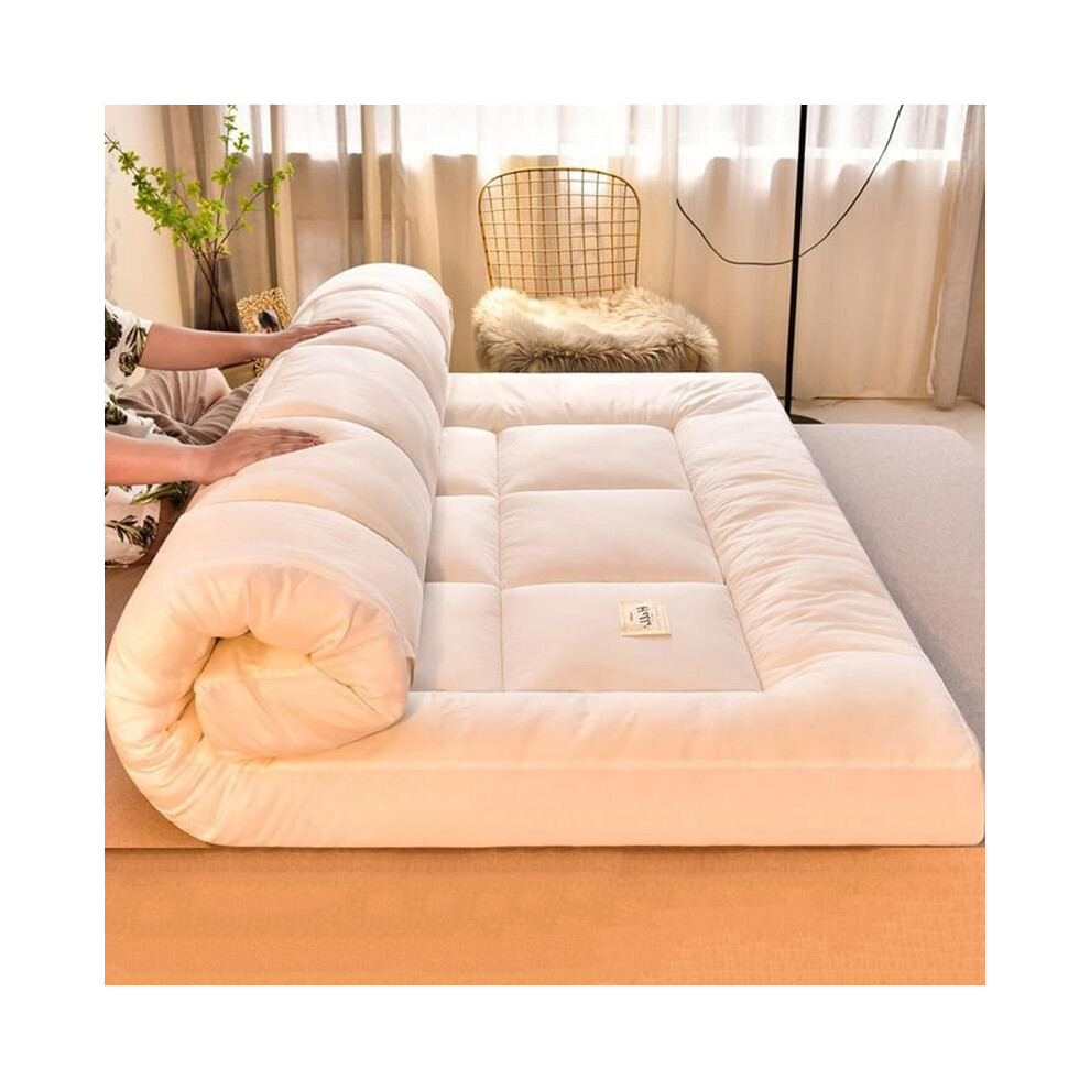 (10m Thick Microfiber mattress TOPPER, Single ) Master Bed Mattress Topper  UK - 5cm Thick Foam Quilted Topper with Elastic Bands and Hollow Fiber Fil-image-OPC-PKGPHHZ-NEW