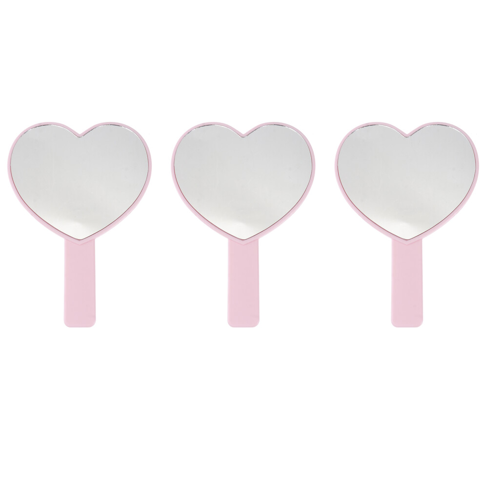 Iplusmile 3Pcs Pink Heart Shaped Handheld Makeup Mirror Single Side