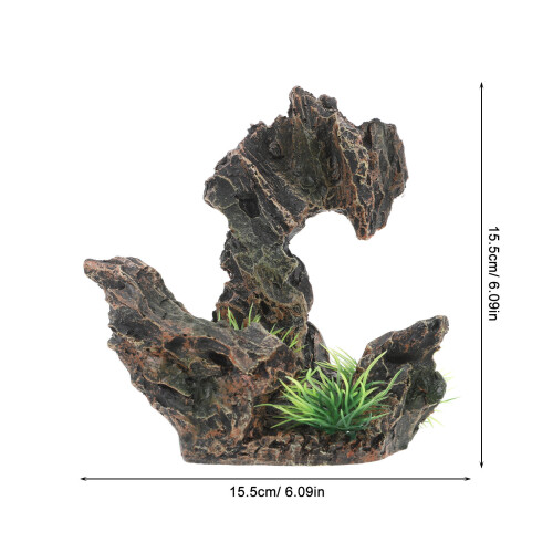 aquarium resin rock cave with tree for betta fish hiding 1