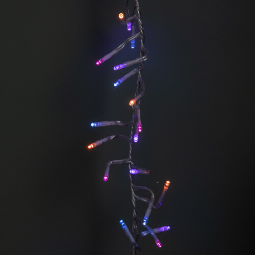 Premier 9.3m 720 LED Christmas Cluster String Lights with Timer in Rainbow on Clear Cable 2