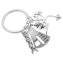 2pcs biology dna keychain science keyring for bag backpack decor