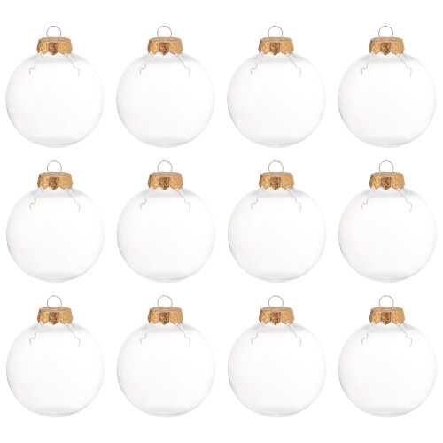 48 pcs clear plastic empty baubles DIY fillable hanging ornaments