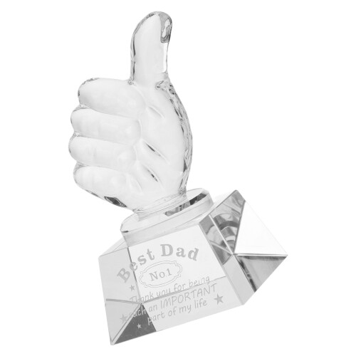 crystal thumb trophy award statue hand gesture